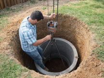 Установка железобетонных колец в шахты